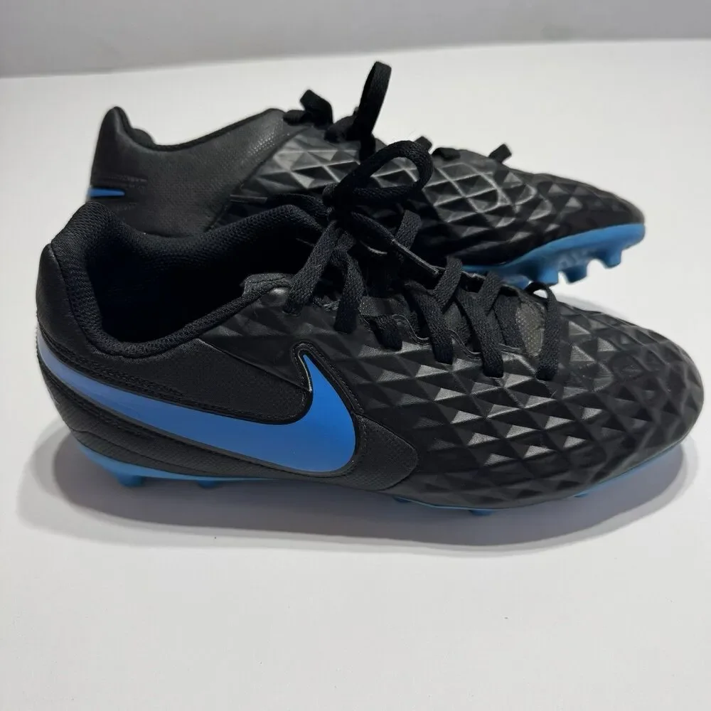 Nike Tiempo Legend 8 Club FG Soccer Cleats Youth 5.5Y AT5881-004 Black Blue
